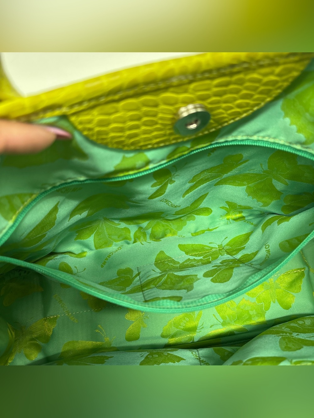 Longchamp Green Croc Embossed Roseau Bag - Picture 13 of 13